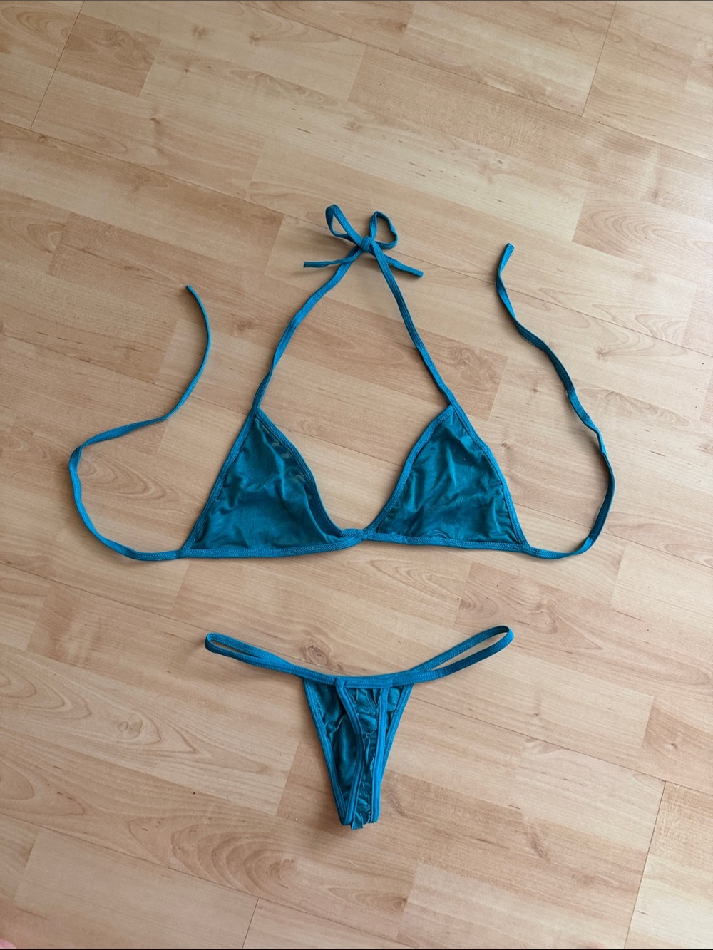 Teal Mesh Triangle Bikini Set - Picture 2 of 4